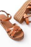 684-030 Tan Orthopedic Genuine Leather Padding Women Sandals