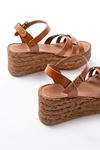 684-030 Tan Orthopedic Genuine Leather Padding Women Sandals