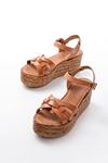 684-030 Tan Orthopedic Genuine Leather Padding Women Sandals