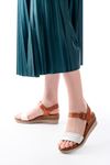 731-07 White Orthopedic Genuine Leather Padding Women's Sandals