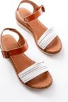 731-07 White Orthopedic Genuine Leather Padding Women's Sandals