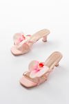 S-622 Pink Orchid Detailed Thin Heeled Women's Slippers