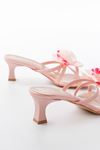 S-622 Pink Orchid Detailed Thin Heeled Women's Slippers