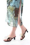 S-622 Black Orchid Detailed Thin Heeled Women's Slippers