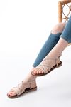 205-017 Beige Orthopedic Genuine Leather Women's Sandals