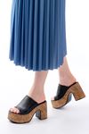 N-7308 Black Thick High Sole Women Slippers