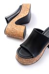 N-7308 Black Thick High Sole Women Slippers
