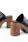 N-7308 Black Thick High Sole Women Slippers