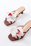 S-622 Burgundy Orchid Detailed Thin Heeled Women's Slippers