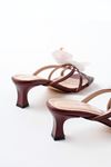 S-622 Burgundy Orchid Detailed Thin Heeled Women's Slippers