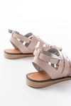 205-041 Beige Orthopedic Genuine Leather Women's Sandals