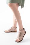 205-041 Beige Orthopedic Genuine Leather Women's Sandals