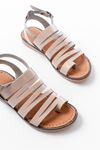 205-041 Beige Orthopedic Genuine Leather Women's Sandals