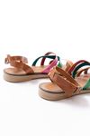 205-209 Orange Multi Genuine Leather Buckle Flip Flops