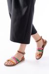 205-209 Orange Multi Genuine Leather Buckle Flip Flops