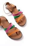 205-209 Orange Multi Genuine Leather Buckle Flip Flops