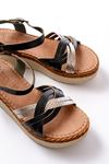 730-037 Black Mirror Genuine Leather Orthopedic Sole Women Sandals