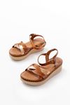 730-037 Tan Mirror Genuine Leather Orthopedic Sole Women Sandals