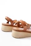 730-037 Tan Mirror Genuine Leather Orthopedic Sole Women Sandals