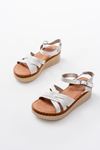 730-138 White Knit Genuine Leather Orthopedic Sole Women Sandals