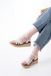 730-138 White Knit Genuine Leather Orthopedic Sole Women Sandals