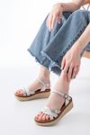 730-037 White Mirror Genuine Leather Orthopedic Sole Women Sandals
