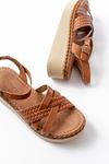 730-138 Tan Knit Genuine Leather Orthopedic Sole Women Sandals