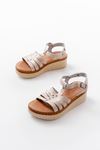 730-142 Beige Genuine Leather Orthopedic Sole Women Sandals