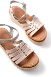 730-142 Beige Genuine Leather Orthopedic Sole Women Sandals