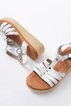 730-142 White Genuine Leather Orthopedic Sole Women Sandals