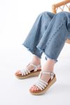 730-142 White Genuine Leather Orthopedic Sole Women Sandals