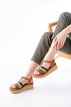 730-142 Multi Genuine Leather Orthopedic Sole Women Sandals