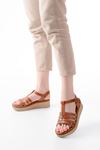 730-142 Tan Genuine Leather Orthopedic Sole Women Sandals