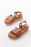 730-142 Tan Genuine Leather Orthopedic Sole Women Sandals