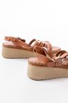 730-142 Tan Genuine Leather Orthopedic Sole Women Sandals