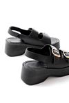 24414-572 Black Buckle Casual Padded Heel Women Sandals