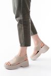 24414-573 Beige Diver Casual Padding Heel Women Sandals