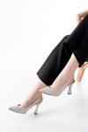 S-601 Silver Open Back Stone Accessory Casual Women's Sandals