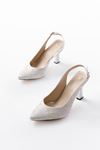 S-601 Silver Open Back Stone Accessory Casual Women's Sandals