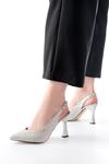 S-601 Silver Open Back Stone Accessory Casual Women's Sandals