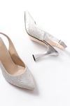 S-601 Silver Open Back Stone Accessory Casual Women's Sandals