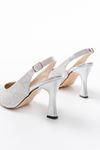 S-601 Silver Open Back Stone Accessory Casual Women's Sandals