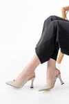 S-601 Beige Open Back Stone Accessory Casual Women's Sandals