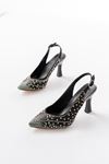 S-601 Black Open Back Stone Accessory Casual Women's Sandals
