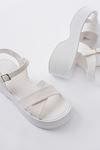 24414-1005 White Casual Cross Padding Heel Women Sandals