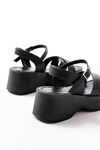 24414-1005 Black Casual Cross Padding Heel Women Sandals