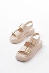 1187 Beige Padding Heel Rubber Hard Hat Women's Sandals