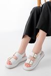 1187 White Padded Heel Rubber Hard Hat Women's Sandals