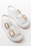 1187 White Padded Heel Rubber Hard Hat Women's Sandals