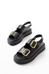 1187 Black Padded Heel Rubber Hard Hat Women's Sandals